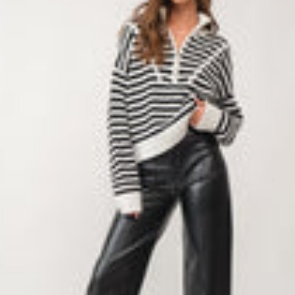 Melody Half-Zip Stripe Sweater